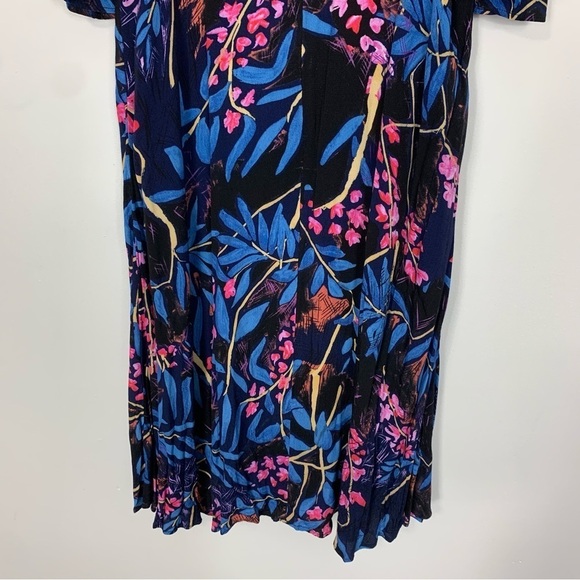 NWT Anthropologie Maeve Elia Cold Shoulder Dress Blue Tropical Floral Size 12 - Picture 5 of 14